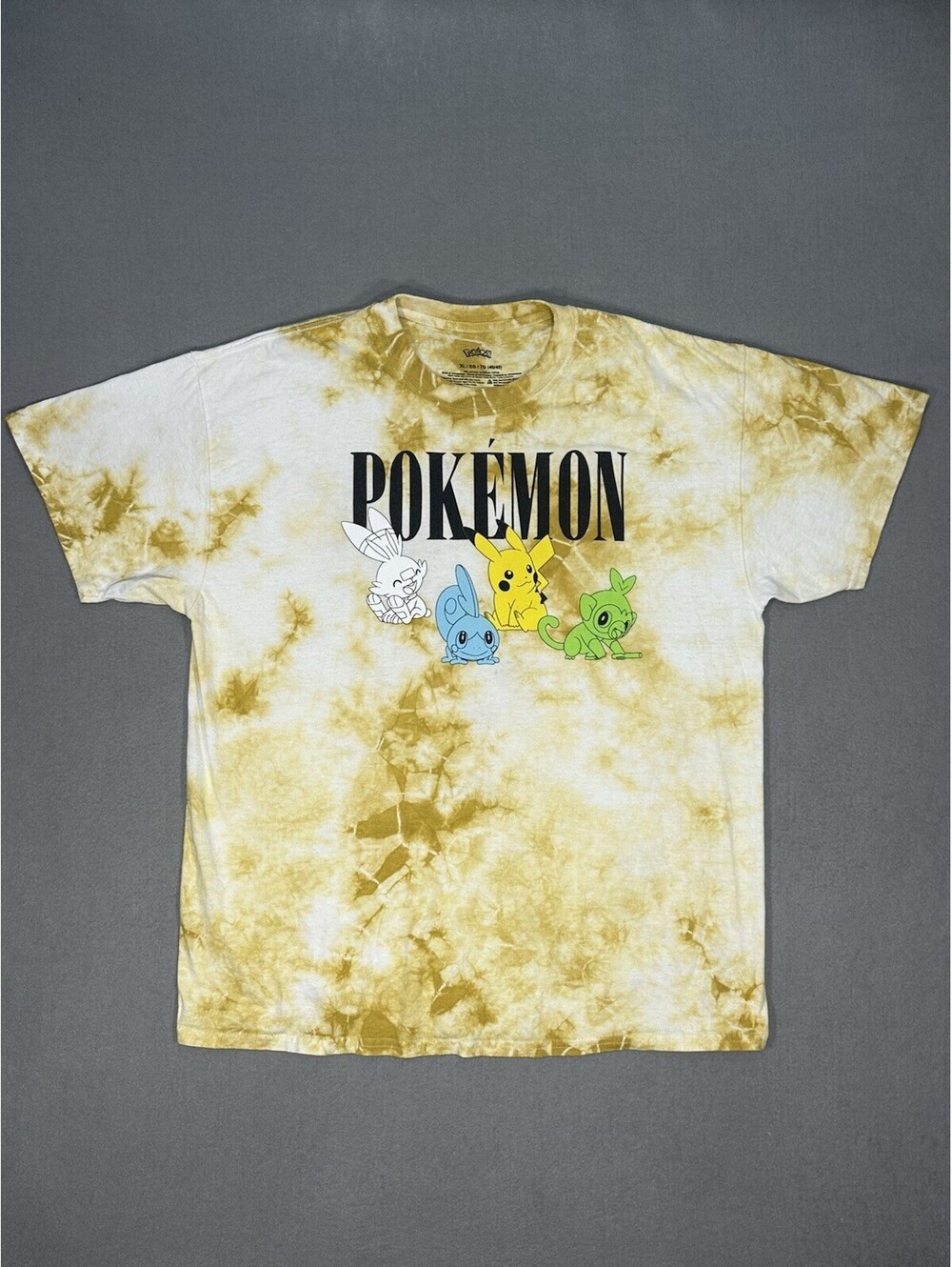 Pokémon Tie Dye Graphic T Shirt Pikachu Anime Mens XL Yellow Cotton Tee